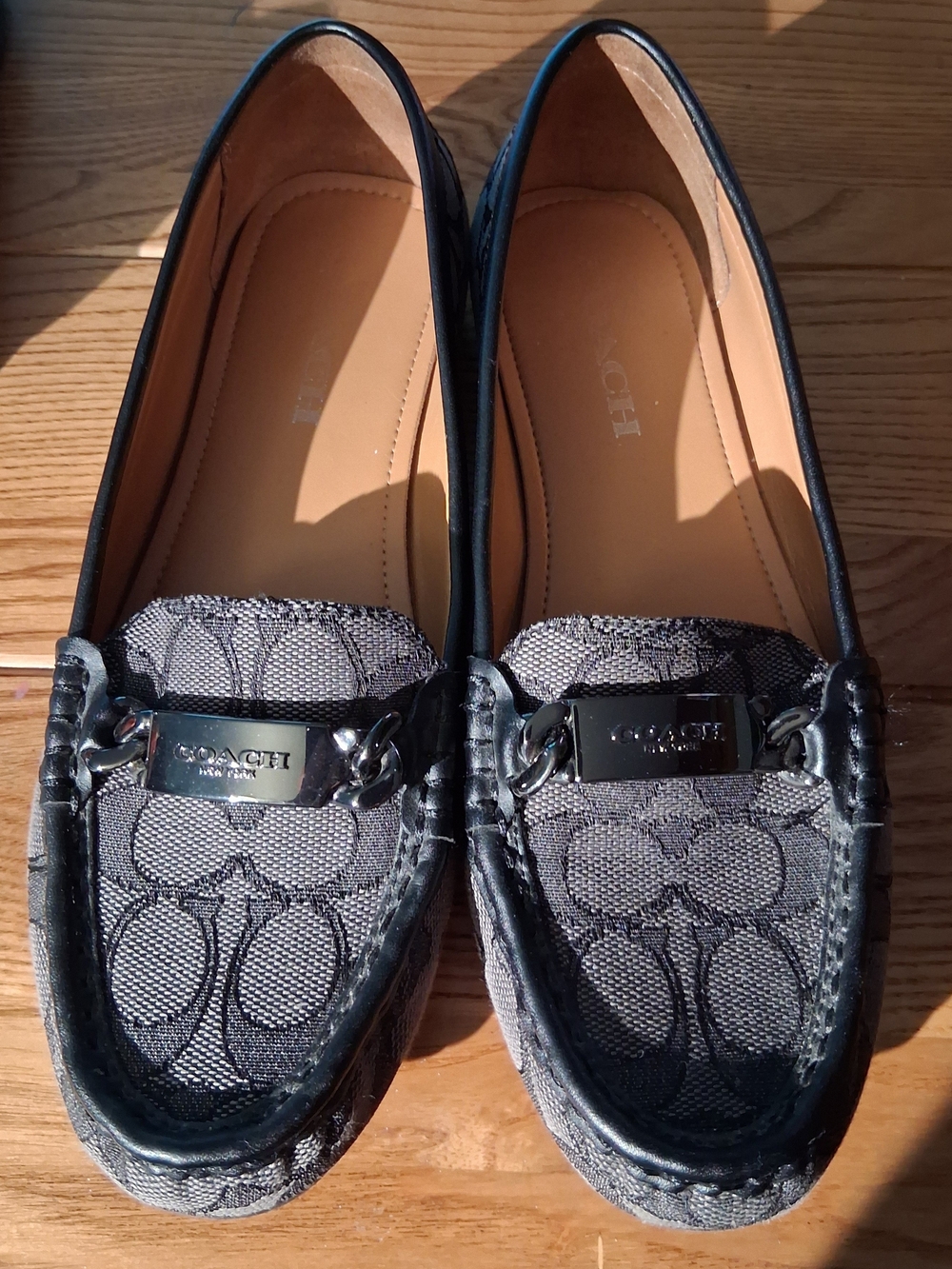 Coach Women's Gray Signature Jacquard Driving Loafers